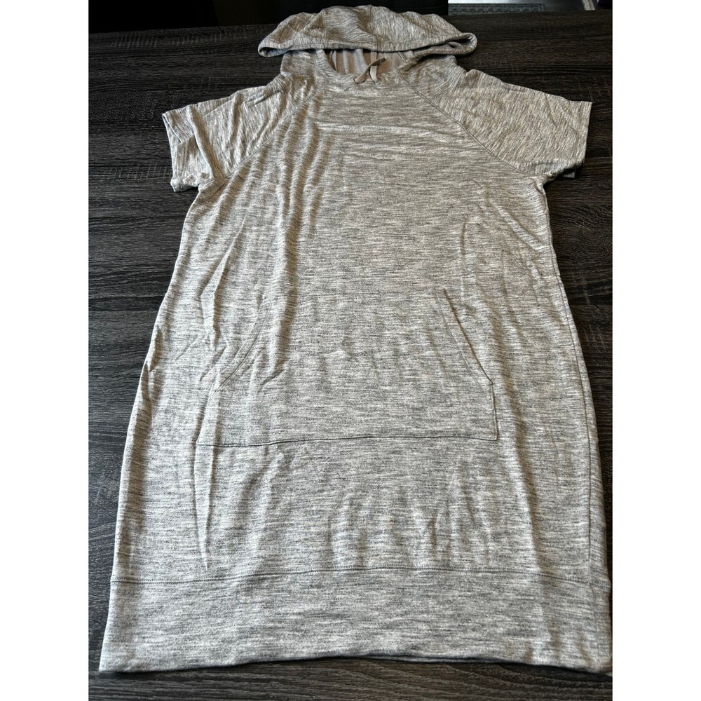 Athleta Short Sleeve Hoodie Dress Womens Medium Gray Athleisure Casual Luxury